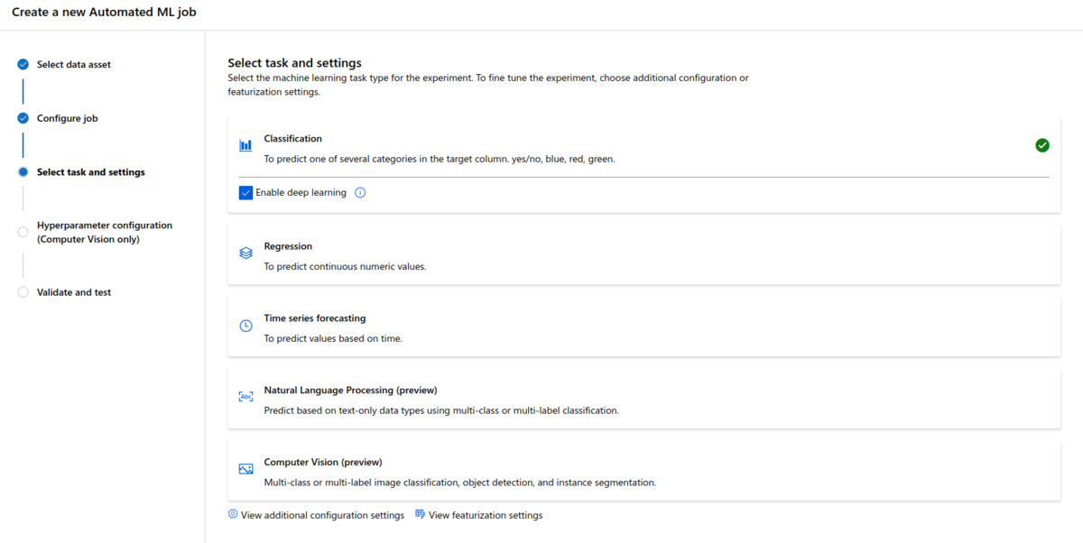 “Type of machine learning task.