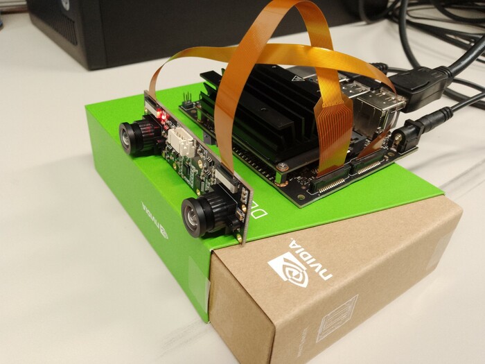 “Jetson Nano setup with the IMX219 stereo module.